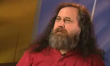 Richard Stallman with an unkempt, scraggly beard
